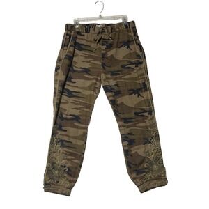 JW Los Angeles Johnny Was Camo Linen Embroidered Jogger Pants Womens M J64719-5